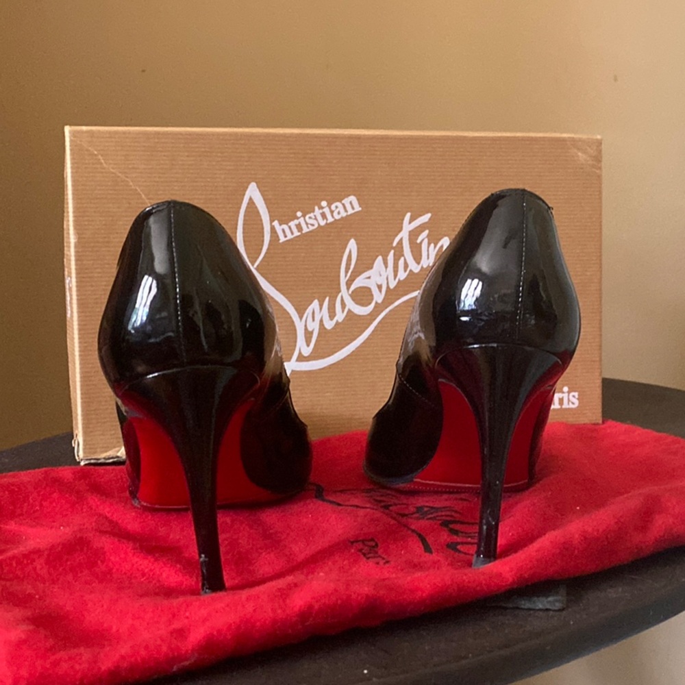 Christian Louboutin Glossy Black Heels with Iconic Red Soles